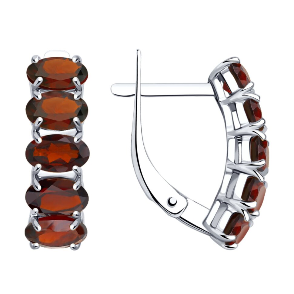 Серебряные серьги с гранатами