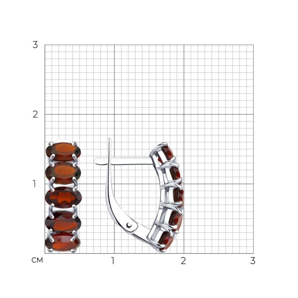Серебряные серьги с гранатами