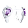 серебряные серьги с аметистами и фианитами