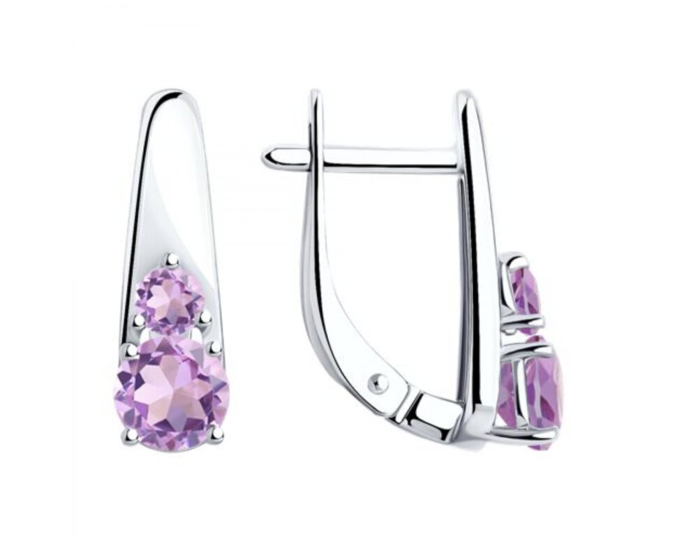 Серебряные серьги с аметистами