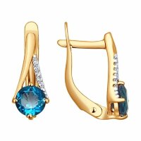 золотые серьги с топазами и фианитами