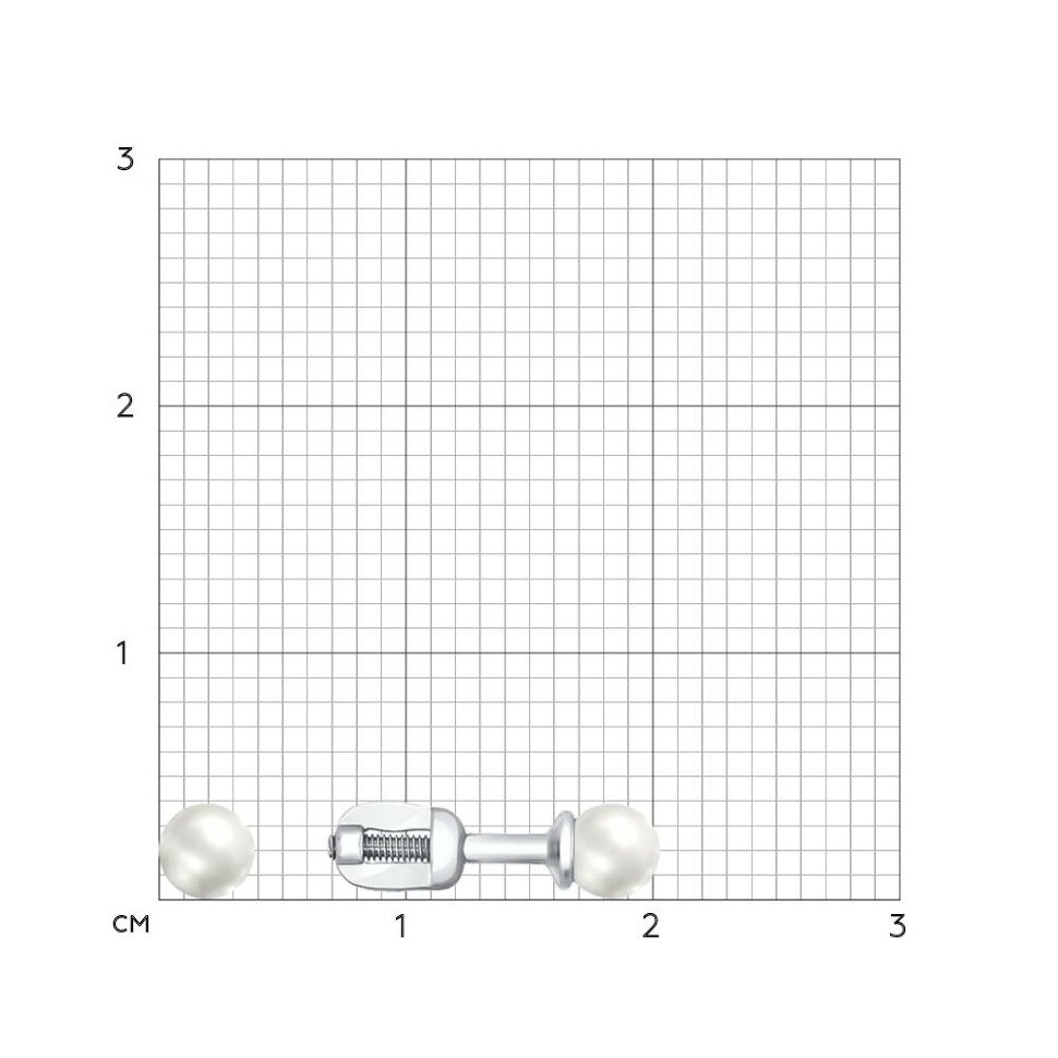 серебряные серьги - пусеты с жемчугом