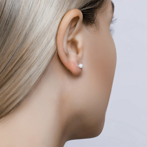 серебряные серьги - пусеты с жемчугом