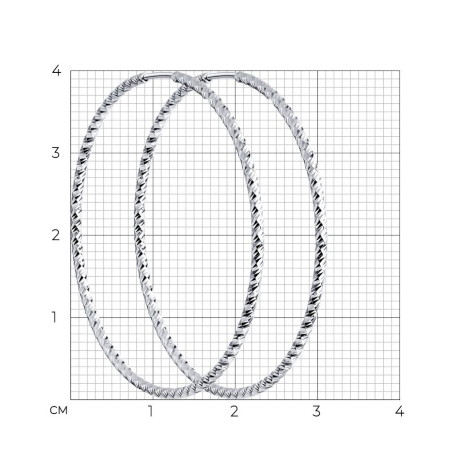 Серебряные серьги - конго с алмазной гранью