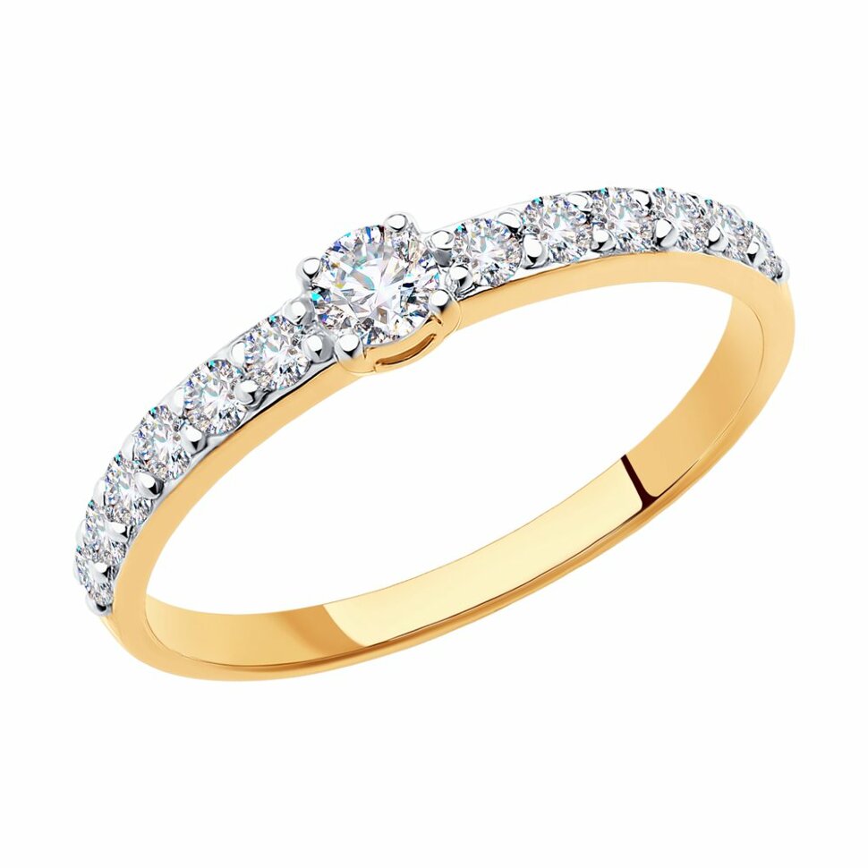 золотое кольцо со swarovski 