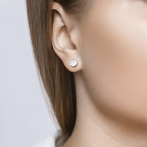 серебряные серьги - пусеты с фианитами