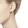 серебряные серьги с гранатами и фианитами