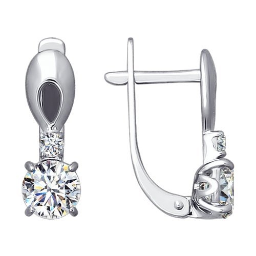серьги из белого золота со swarovski