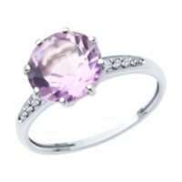 Серебряное кольцо  с аметистом и фианитами