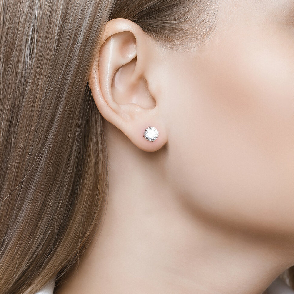 серебряные серьги-пусеты со swarovski