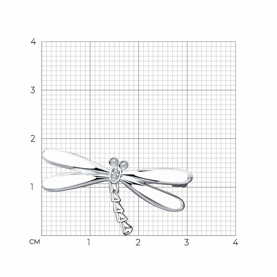 серебряная брошь с фианитами