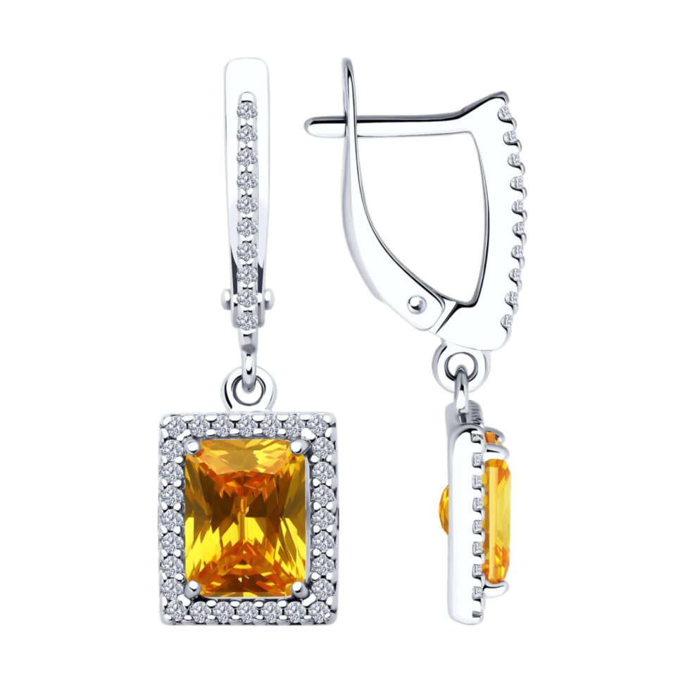 Серебряные серьги с фианитами